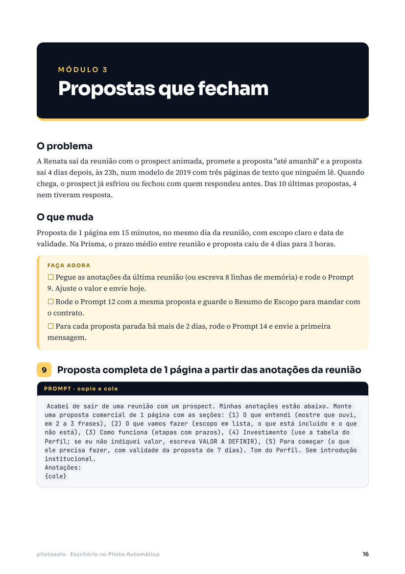 Página 16: Módulo 3, Propostas que fecham, com o Prompt 9